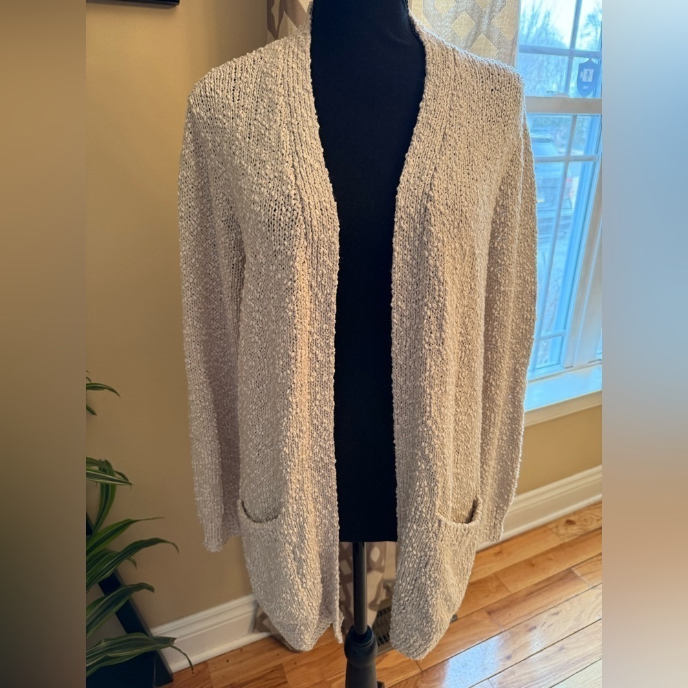 Barefoot Dreams Beige Boucle Cozy Loungewear Cardigan Sweater Women’s Size Large - Picture 1 of 13